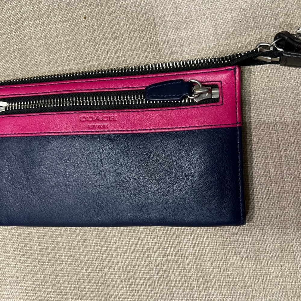 Coach Dark Blue and Magenta Leather Wallet